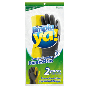 GUANTES COMBO LIMPIAYANEGRO+AMARILLO T 8