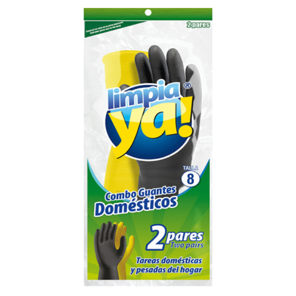 GUANTES COMBO LIMPIAYANEGRO+AMARILLO T 8