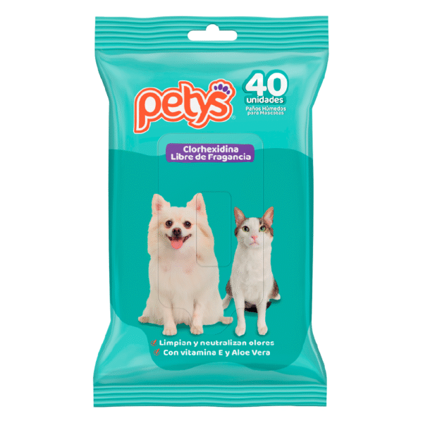 PAÑOS HÚMEDOS PETYS CLORHEXIDINA 40 UNIDADES
