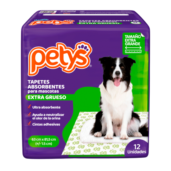 TAPETES ABSORBENTES PETYS EXTRA GRUESOS 12 UNIDADES